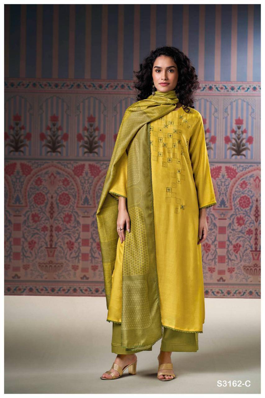 Ganga nessa 3162 fancy dress material wholesale